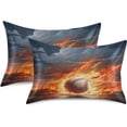 thumbnail image 2 of Ice Fire Baseball Satin Pillowcase for Hair and Skin Silk Pillowcase Soft Breathable Sleeping Pillow Covers Smooth Cooling Pillowcase with Envelope Closure Size Standard 20x30 in Home Decor Gifts, 2 of 7