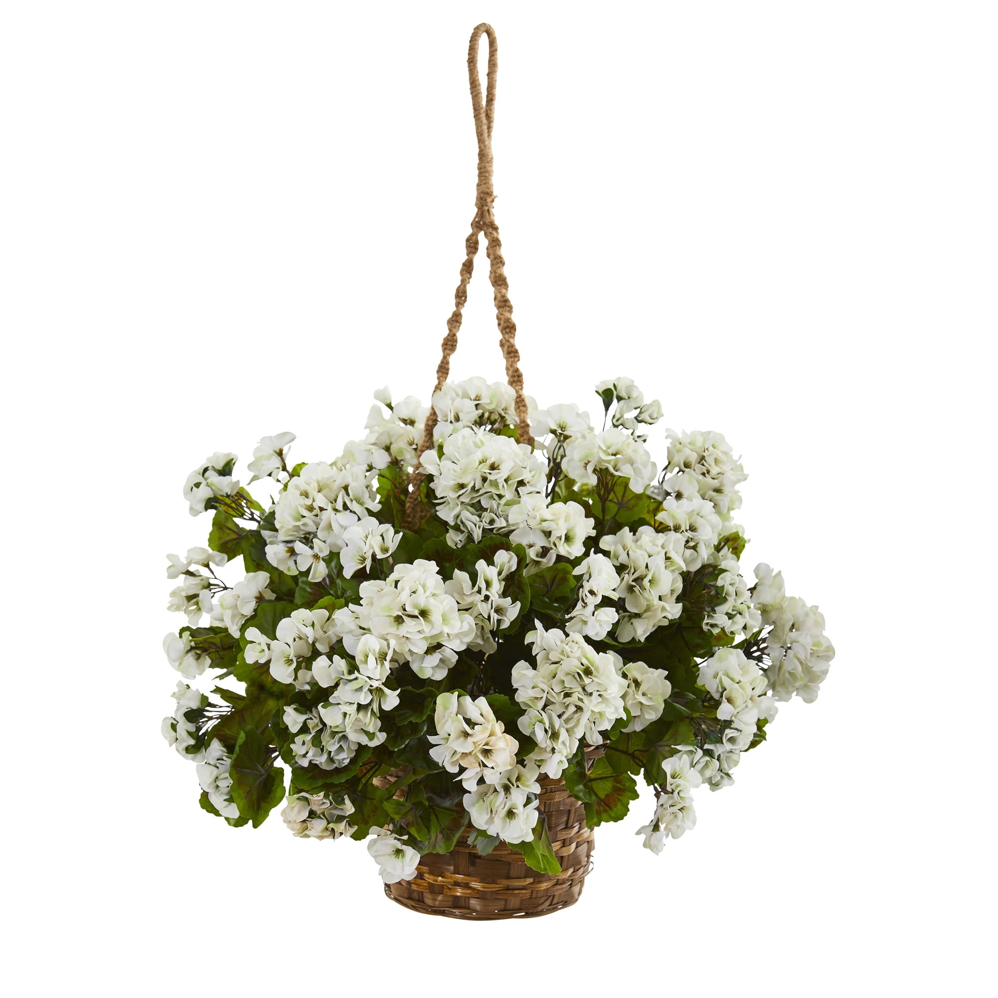 Geranium Silk Hanging Basket 24" Artificial Plant Indoor/Outdoor Flower Decor 