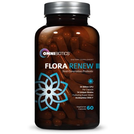 Flora Renew Probiotics - 34 Billion CFU, 14 Unique Strains + Acidophilus DDS-1, 1 Best Probiotic Supplement Perfect for Men, Women, Kids Digestive Health 60 (Best Probiotic For Kids)