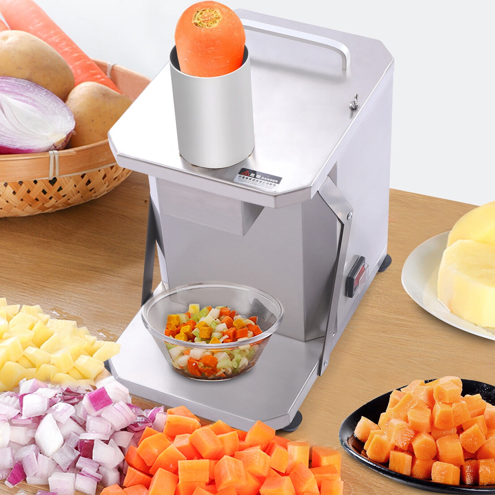 Electric Vegetable Dicer Slicer, Commercial Vegetable Chopper Automatic  Fruit Dicing Machine Automatic Onion Potato Cutter Food Processor Fruit