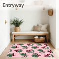 thumbnail image 3 of ODIKA 3'x5' Machine Washable Non-Slip Area Rug, Festive Holiday Wreath Motif with Pine Branch Detailing High Traffic Rug with Pad, Pink, 610405, 3 of 8