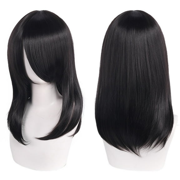 Namzi 1pc 40cm Short Wig, Cosplay Wig, Straight Wig, Synthetic Wig, Shoulder Length Wig,Brown Black