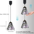 thumbnail image 4 of FSLiving Battery Rechargeable Operated Pendant Light with Remote,Tiffany Hanging Light with Lake Pink Glass Shade,Adjustable Height RGB Color,Timer,Dimmable Lamp for Corner Decor - 1 Light, 4 of 7