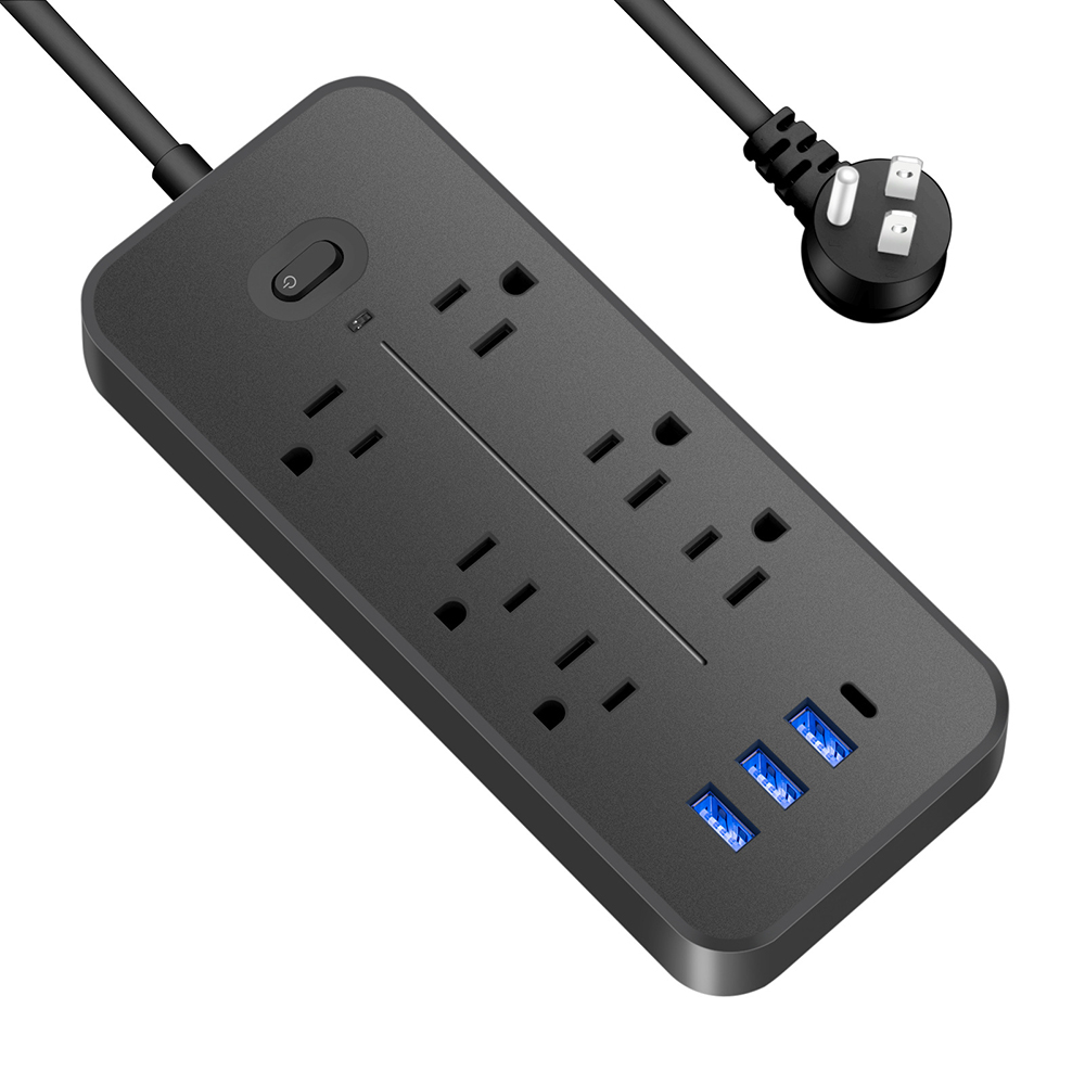 VRURC Power Strip EU Plug Socket 3/4/5/6AC Outputs with USB Socket
