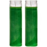 Green Candles - Wax Candles (2 Pc) Dark Green Great for Sanctuary, Vigils and Prayers - Unscented Glass Candle Set - Indoor Outdoor - Spiritual Religious Church - Jar Candles