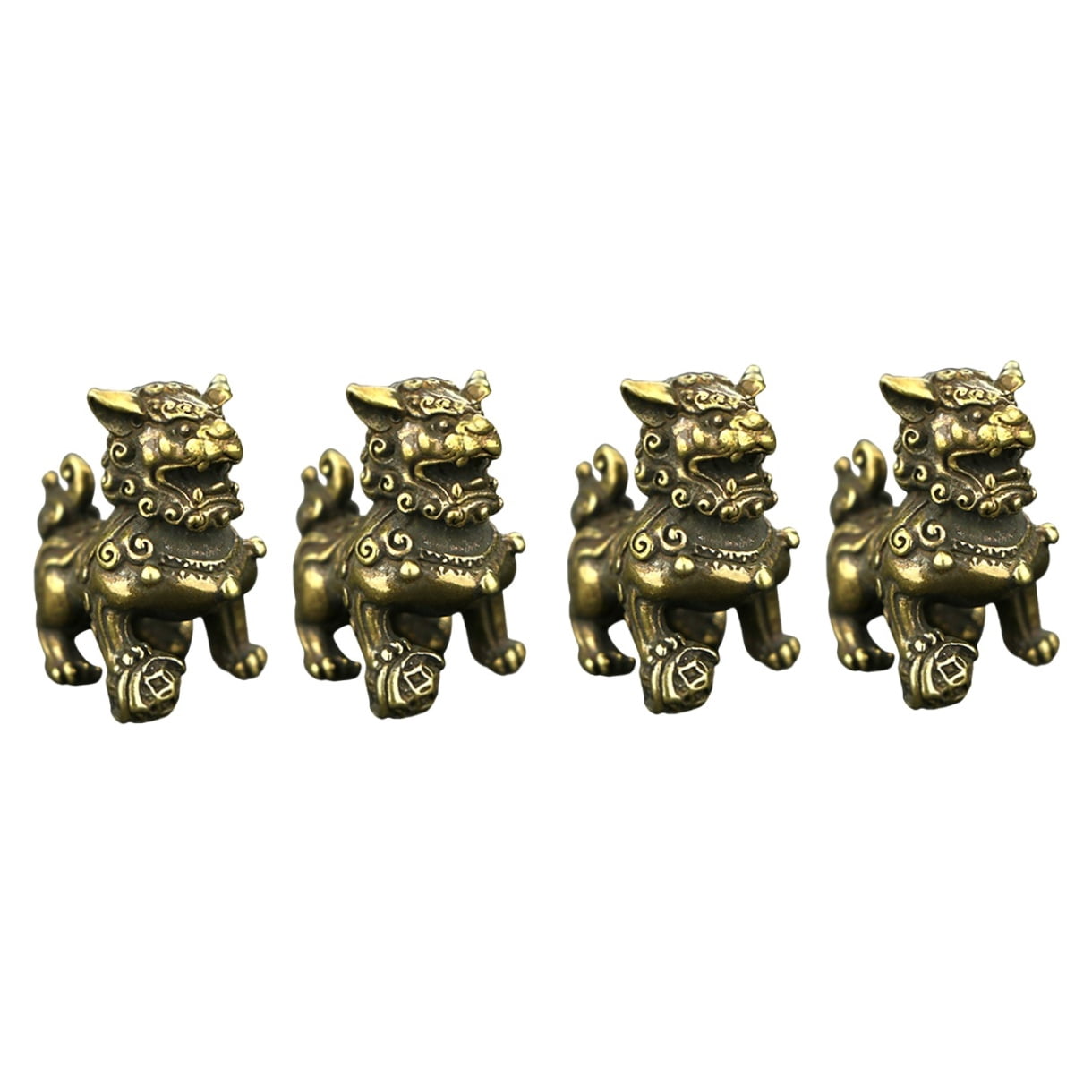 unbranded 4 pcs Lion Sculpture Adornments Mini Lion Decoration Office Home Pet