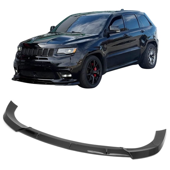 Ikon Motorsports Front Bumper Lip Fits2017-2021 Jeep Grand Cherokee SRT & Trackhawk Models Only IKON Style Gloss Black PP Chin Spoiler Splitter 3PCS