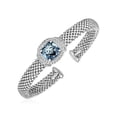 thumbnail image 1 of Popcorn Texture Cuff Bangle Blue Topaz and Diamonds in Sterling Silver, 1 of 2