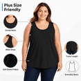 thumbnail image 3 of Afelkas Women's Plus Size Tank Tops Scoop Neck Sleeveless Stretch Tunic Shirts Wide Strap Basic Casual Undershirt for Everyday Wear Black,L, 3 of 7