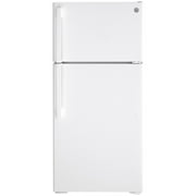 GE® 15.6 Cu. ft. 120 Volts Top-Freezer Refrigerator LED lighting, Model GTS16DTNRWW and White Color.