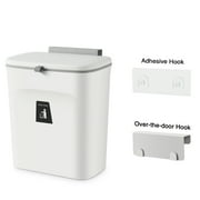 Subekyu 2.4 Gallon Kitchen Hanging Garbage Can, White