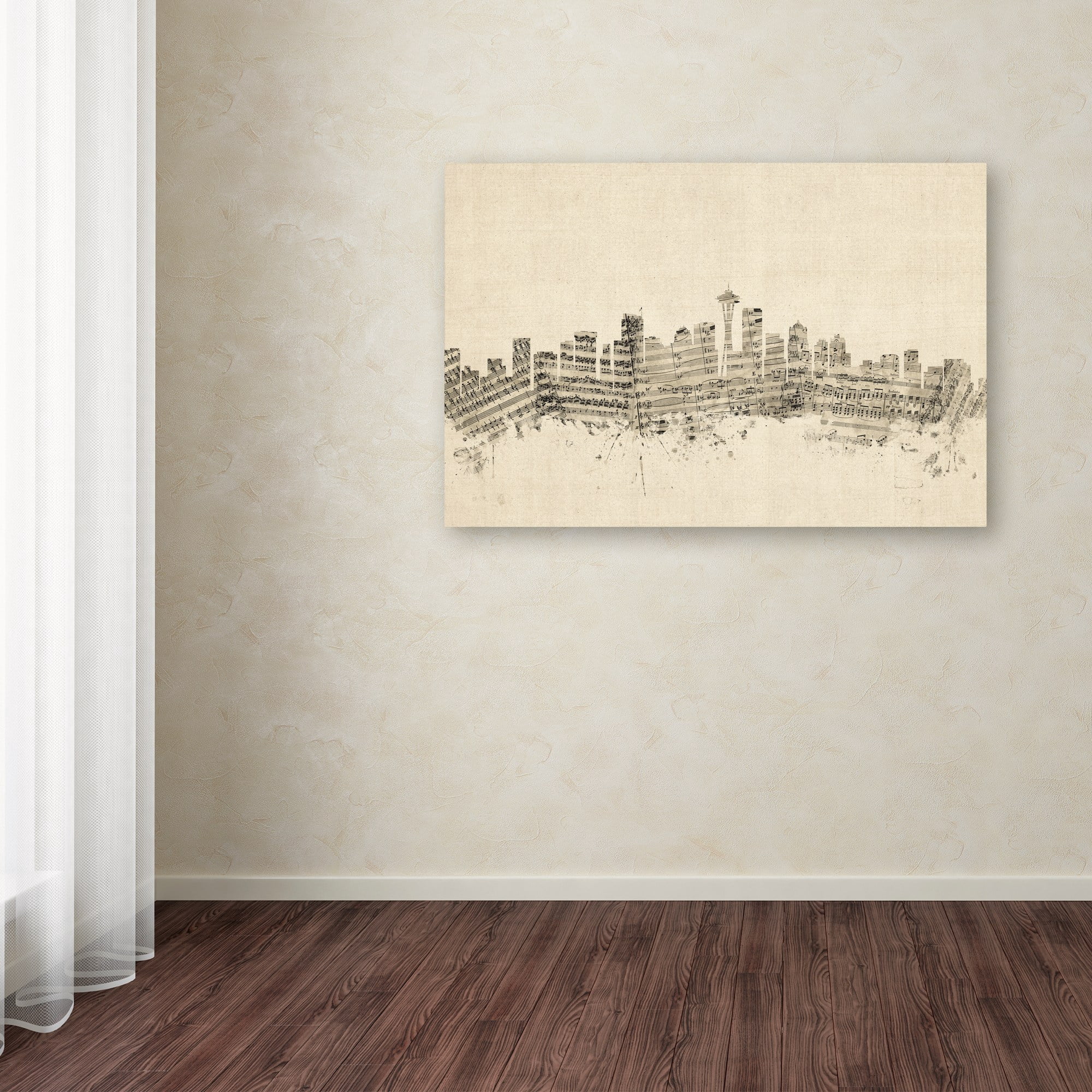 Trademark Fine Art "Seattle Washington Skyline Sheet Music" Canvas Art by Michael Tompsett