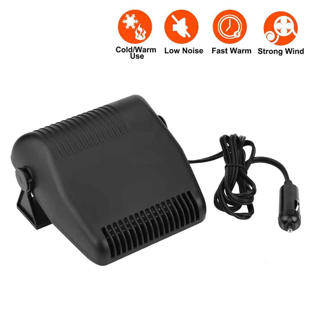 12 V 2 in 1 Windshield Defrost Vehicle Defrost Defogger Automobile Thermostat 30s Fast Heating and Cooling BLACK Portable Car Heater Fan Cooler 