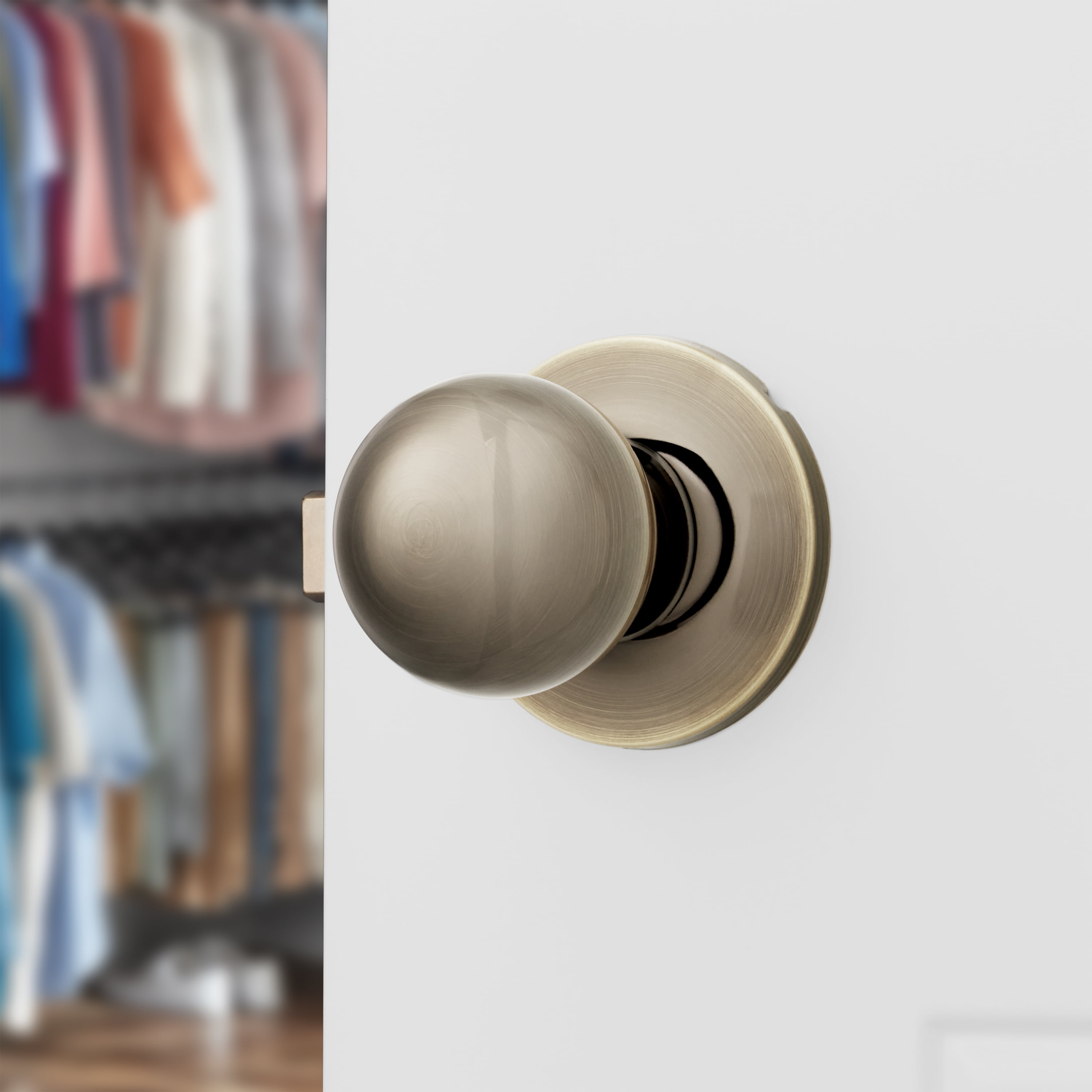 Hyper Tough Interior Non-Locking Ball Passage Hall & Closet Doorknob Antique Brass Finish
