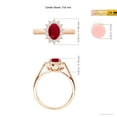 thumbnail image 4 of ANGARA Natural Princess Diana Inspired 1 ct Ruby Ring with Diamond Halo in 14K Rose Gold for Women (Size-7x5mm) | July Birthstone, Birthday, Anniversary, Jewelry Gift for Women | Natural Ruby Ring, 4 of 9