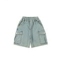 thumbnail image 3 of XEGLSBU Boys Jeans Size 6 Pull on Boy's Elastic Waist Wide Leg Casual Loose Sev En Eighths Jeans with Pockets Light Blue-a Size 9-10 Years, 3 of 4