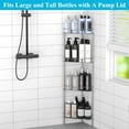 thumbnail image 4 of 4 Tier Floor Standing Corner Shower Caddy Organizer Shelf with Hooks, Bathroom Shelves Stand Rack, Black-HQQ8, 4 of 7
