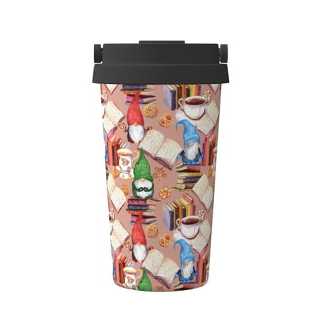 

Salouo Gnomes Books Tea Cups Print Coffee Travel Mug Spill Proof with Lid-Stainless Steel Vacuum Insulated Tumbler - Thermos Cup for Keep Hot/Ice Coffee Tea and Beer