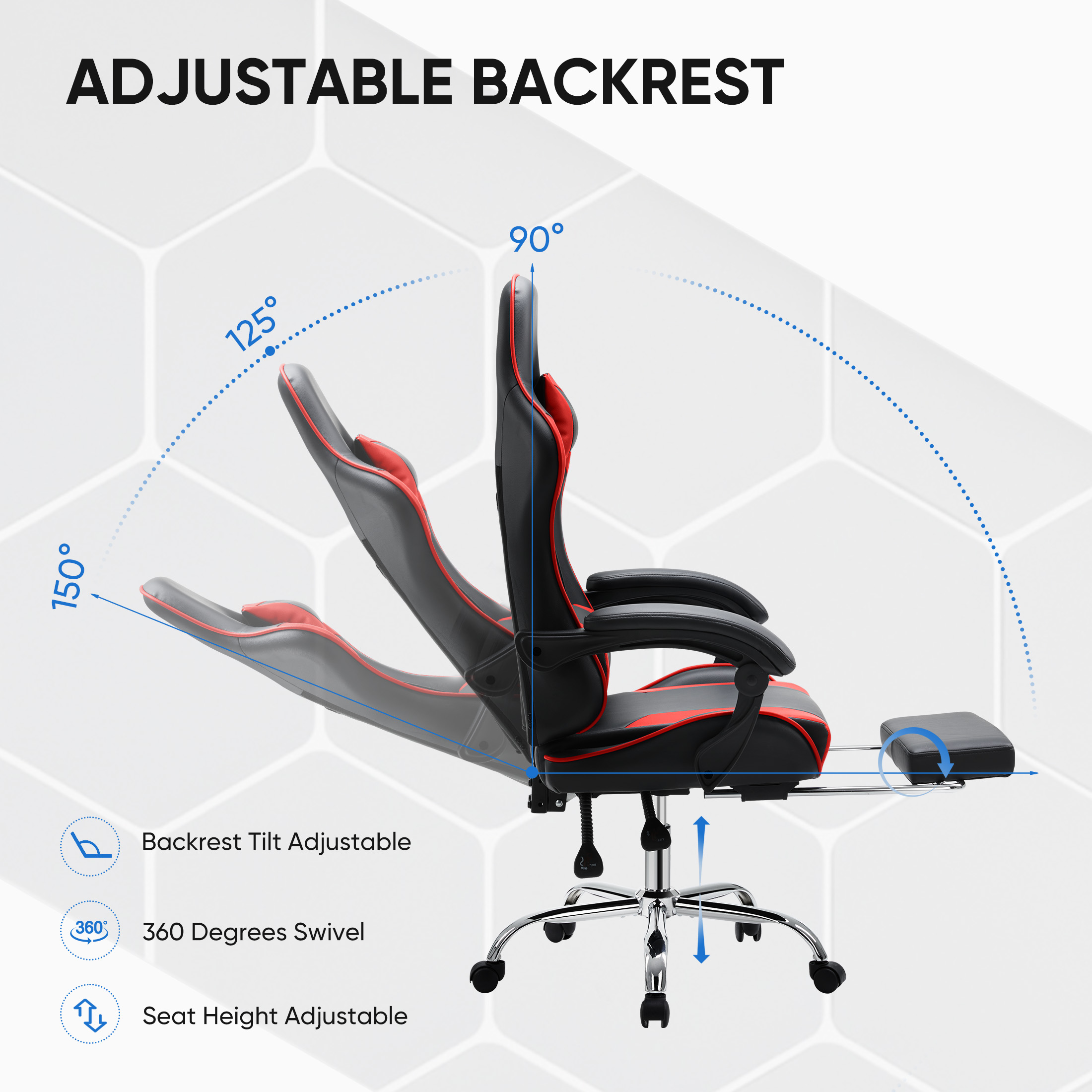 Concetta Gaming Chair with Footrest and Adjustable Lumbar Support photo 7