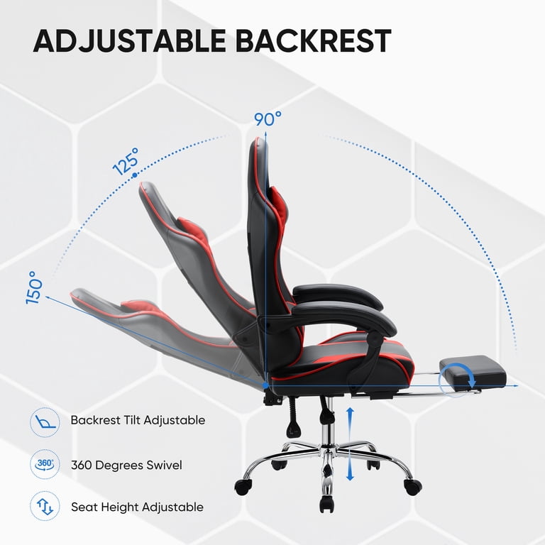 EDX Ergonomic Gaming Chair, High Back, Red and Black photo 7
