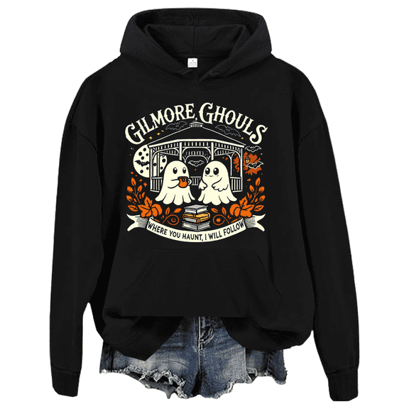 Gilmore Ghouls Where You Haunt I Will Follow Halloween Boo Hoodie Women Halloween Boo Graphic Sweatshirt Unisex