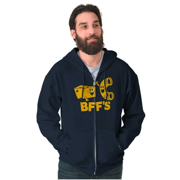 BFFS Mac n Cheese Funny Best Friends Unisex Fleece Graphic Zip Up Hoodie Brisco Brands 2X