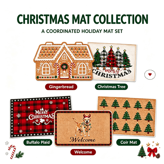 Christmas Door Mat Gingerbread House Doormat Outdoor Merry Christmas Welcome Mat Coir Floor Mats for Entryway Front Door Patio Home Festive Decor by MPOISVA