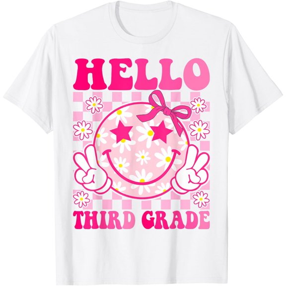 Hello Third Grade Coquette Bow Back To School 3Rd Grade Girl T-Shirt Size S-5XL
