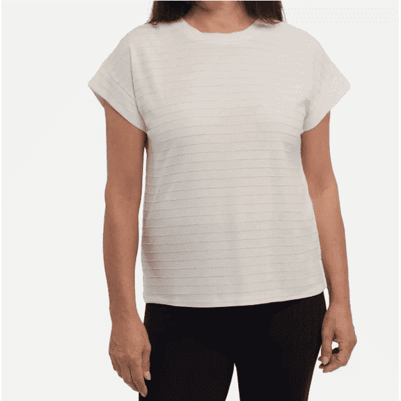 Ellen Tracy Women's Glitter Stripe Blouse, Cream, Size Large