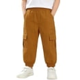 thumbnail image 2 of Bxsruta Boys Cargo Pants Elastic Waist Joggers Casual Outdoor Active Trousers, 2 of 8