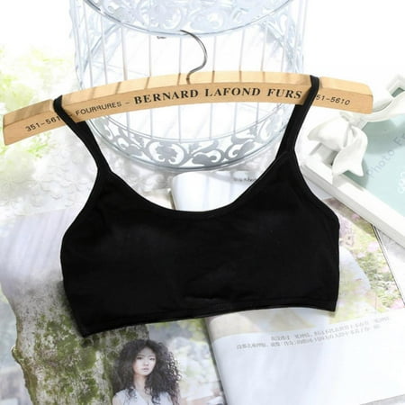 

GOODLY Girls Children Cotton Bras Underwear Sports Solid Color Teenage Yoga Vest