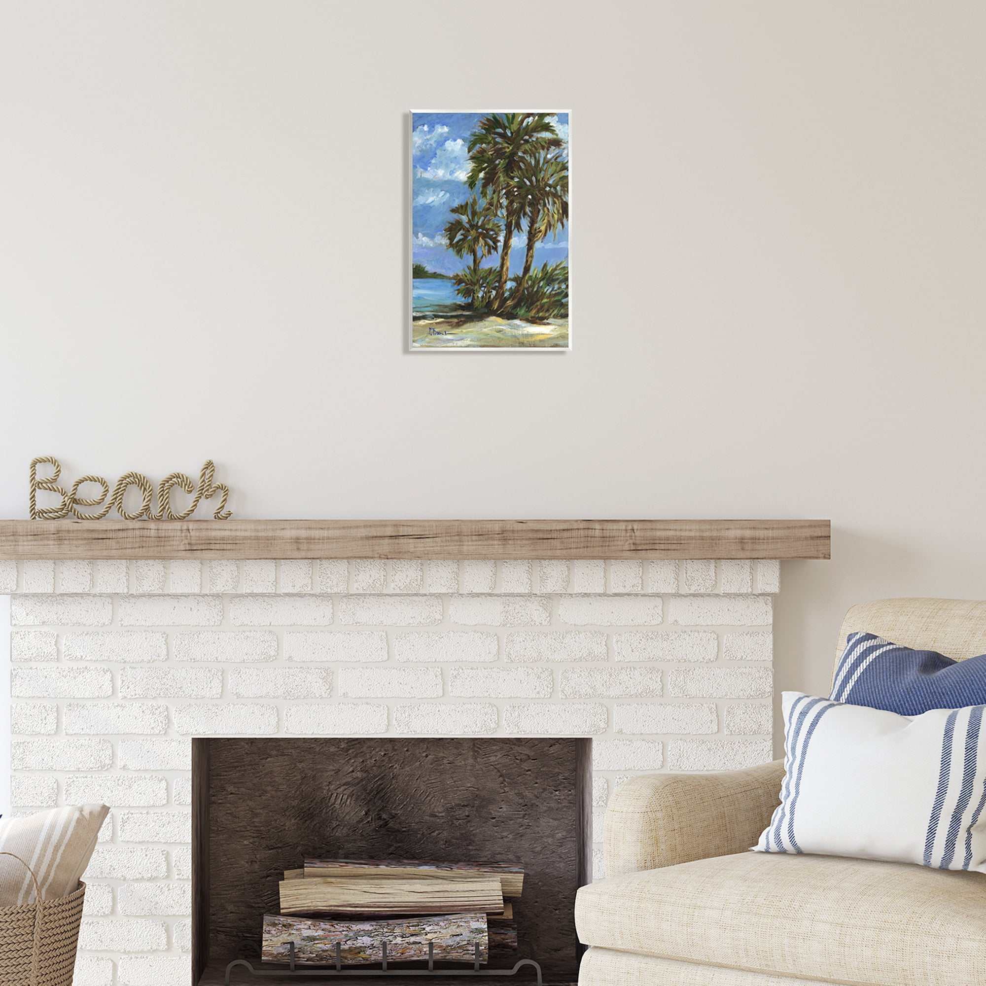 Stupell Industries Tropical Shoreline View Nature Painting Unframed Art Print Wall Art, 10 x 15