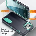thumbnail image 6 of Stand Case for iPhone 15 with Metal Kickstand Hard PC & TPU Back Shockproof [Military Grade Protection] Heavy Duty Rugged Hybird Protective Cover for iPhone 15, Blue+Mint, 6 of 8