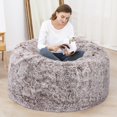 thumbnail image 2 of Garvee Fluffy Bean Bag Covers Only, Soft PV Velvet Bean Bag Chair Cover for Living Room Bedroom, No Filling Brown/White - Medium, 2 of 5