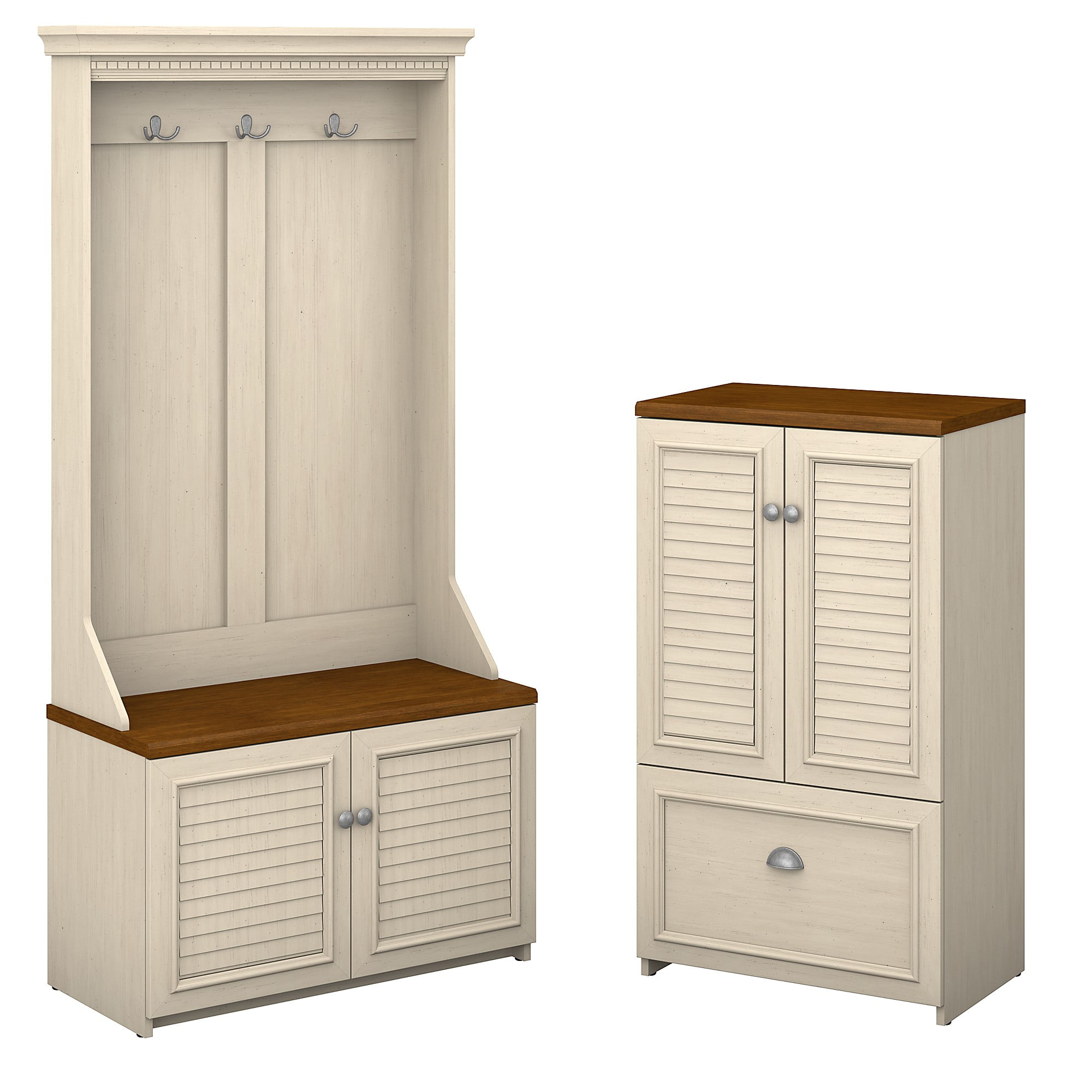 Bush Furniture Fairview Hall Tree with Storage Bench and Shoe