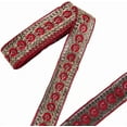 thumbnail image 1 of Cinta bordada roja de 10 yardas (1,77 pulgadas), con purpurina metálica y lentejuelas doradas, de poliéster, con bordado de jacquard, estilo bohemio, para apliques de tela tejida., 1 of 9