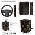 thumbnail image 4 of Jeiento Sun Moon Star Car Seat Cover Full Set 12 Pieces, with Steering Wheel Cover Seatbelt Shoulder Pad Coasters Garbage Bins Keychain Air Vent Storage Pouch Universal Fit for Most Cars SUV Sedan, 4 of 7