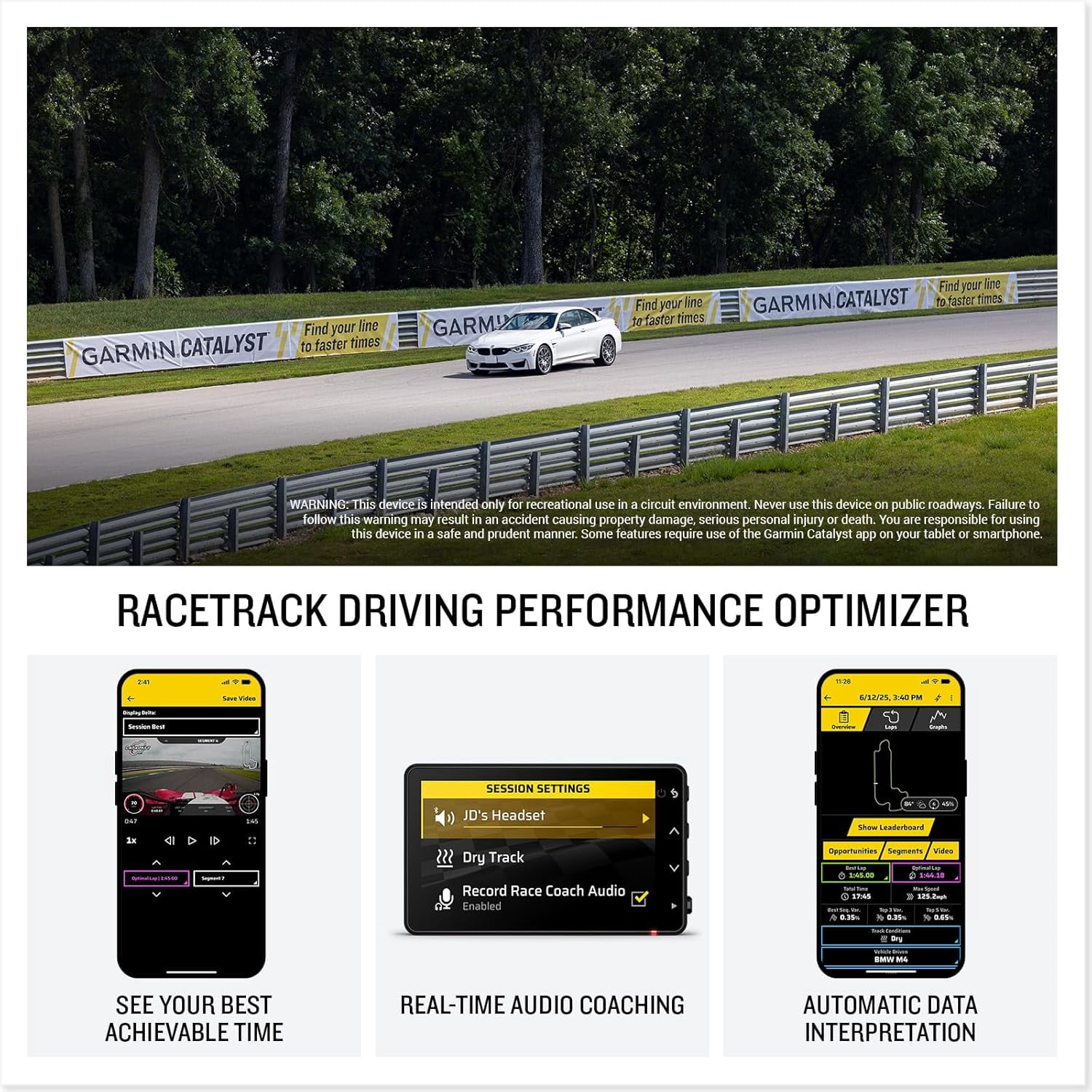 Garmin Catalyst 2 Racetrack Driving Performance Optimizer Bundle with  PlayBetter Portable Charger - On-Track Coaching, True Optimal Lap Technology, Detailed Performance Data, Leaderboards