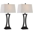 thumbnail image 3 of Maxax 30" Metal Table Lamps Set of 2, Black Bedside Desk Lamp with White Drum Shade, 3-Way Dimmable Nightstand Lamp for Bedroom, Living Room, Office, 3 of 5