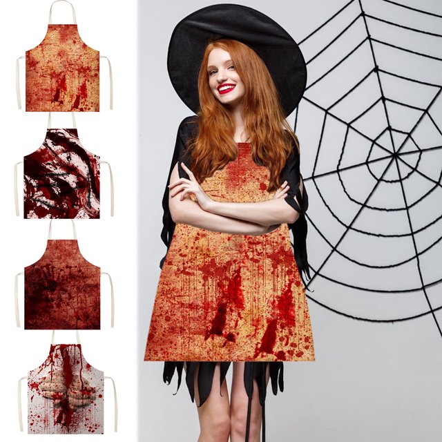 Fiudx Delantal de Halloween de Terror, Diseño Rojo Espeluznante, Material Transpirable y Resistente a Las Manchas, Ajuste Cómodo, Perfecto para Cosplay y Fiestas de Halloween, Fácil de Limpiar, Tamañ
