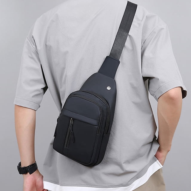 TACILIP Sac à Bandoulière Style Urbain Classique Concis et Unique Sac de Poitrine Décontracté pour Hommes Sac de Lecteur de Musique Portable avec Multiples Poches pour Rangement, Cadeaux pour Hommes