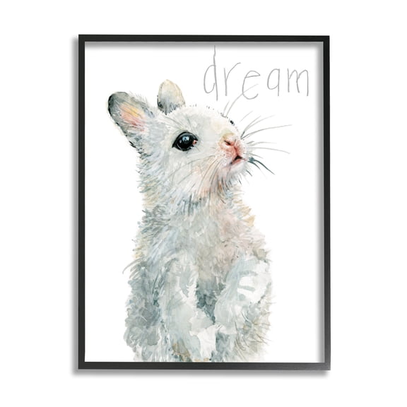 Stupell Industries Adorable Baby Bunny Dream Text Kids Typography Modern Painting Black framed Art Print Wall Art, 11 x 14, Design by Carol Robinson