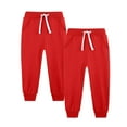 thumbnail image 2 of BRGZLK 2pc Boys Sweatpants Cotton Youth Kids Soft Cold-proof Pocket Drawstring Elastic Bottom Joggers Casual Pants Red 5-6 Years, 2 of 5