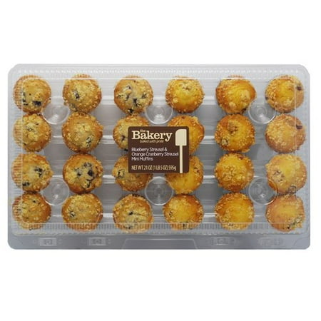 The Bakery at Walmart Blueberry Streusel & Orange Cranberry Streusel Mini Muffins, 24 count, 21 oz