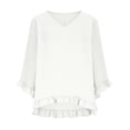 thumbnail image 4 of Jerdar Womens Tunic Tops 3/69 Sleeve V Neck T Shirts Loose Fit Dressy Casual Blouses Boho Business Outfits L, 4 of 7