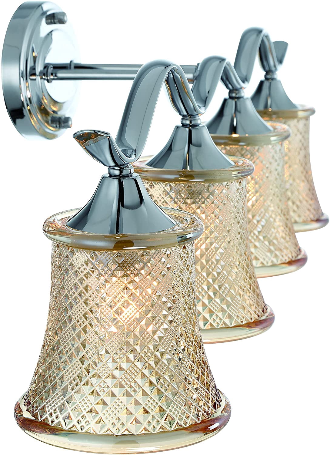 Vanity Art Elegant Cut Crystal Glass 4 Lights Dimmable Polished Chrome Vanity Light for Mirror Hallway Living Room | Modern Wall Lighting with Clear Glass Shade Bathroom Light Fixtures W2004CH-B02