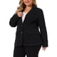 thumbnail image 4 of Blazer de mezclilla para mujer de tallas grandes Agnes Orinda con solapa de muesca y botones, chaquetas de trabajo de mezclilla 3X negra, 4 of 6