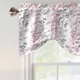 thumbnail image 4 of Tie Up Valance for Windows Pink Leaf Curtains Valances Rod Pocket Valance Window Treatments Grey Leaves Branches Balloon Curtains for Kitchen Living Room Bedroom Bathroom Decor 54x18 Inch, 4 of 9