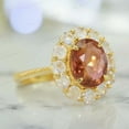 thumbnail image 2 of Oval Cut Natural Pink Tourmaline Halo Engagement Ring 14K Yellow Gold Moonstone Wedding Bridal Ring Peach Gemstone Ring For Women, 2 of 3