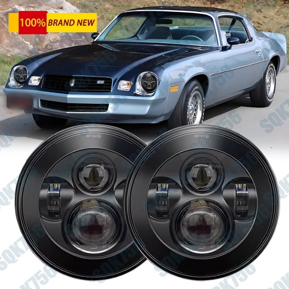 Fit 1967-1981 for Chevrolet Camaro DOT Approved 2PC 7" Round LED Headlight HI/LO